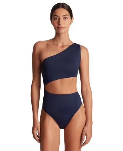 Ralph Lauren Women's Cutout One-shoulder One-piece Swimsuit In Dark Navy