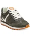 Ralph Lauren Dani Colour Block Dark Olive Soft White Suede Trai In Dark Olive