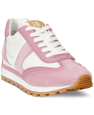 Ralph Lauren Women's Dani Lace-up Sneakers In Snow White,rose Mauve