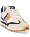 Ralph Lauren Dani White Sand Navy Multi Suede Trainers In Soft White,explorer Sand,refined Navy