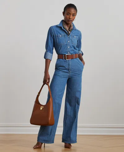 RALPH LAUREN WOMEN'S DENIM WIDE-LEG JUMPSUIT, REGULAR & PETITE