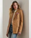 Ralph Lauren Double-breasted Lambskin Blazer In Caramel
