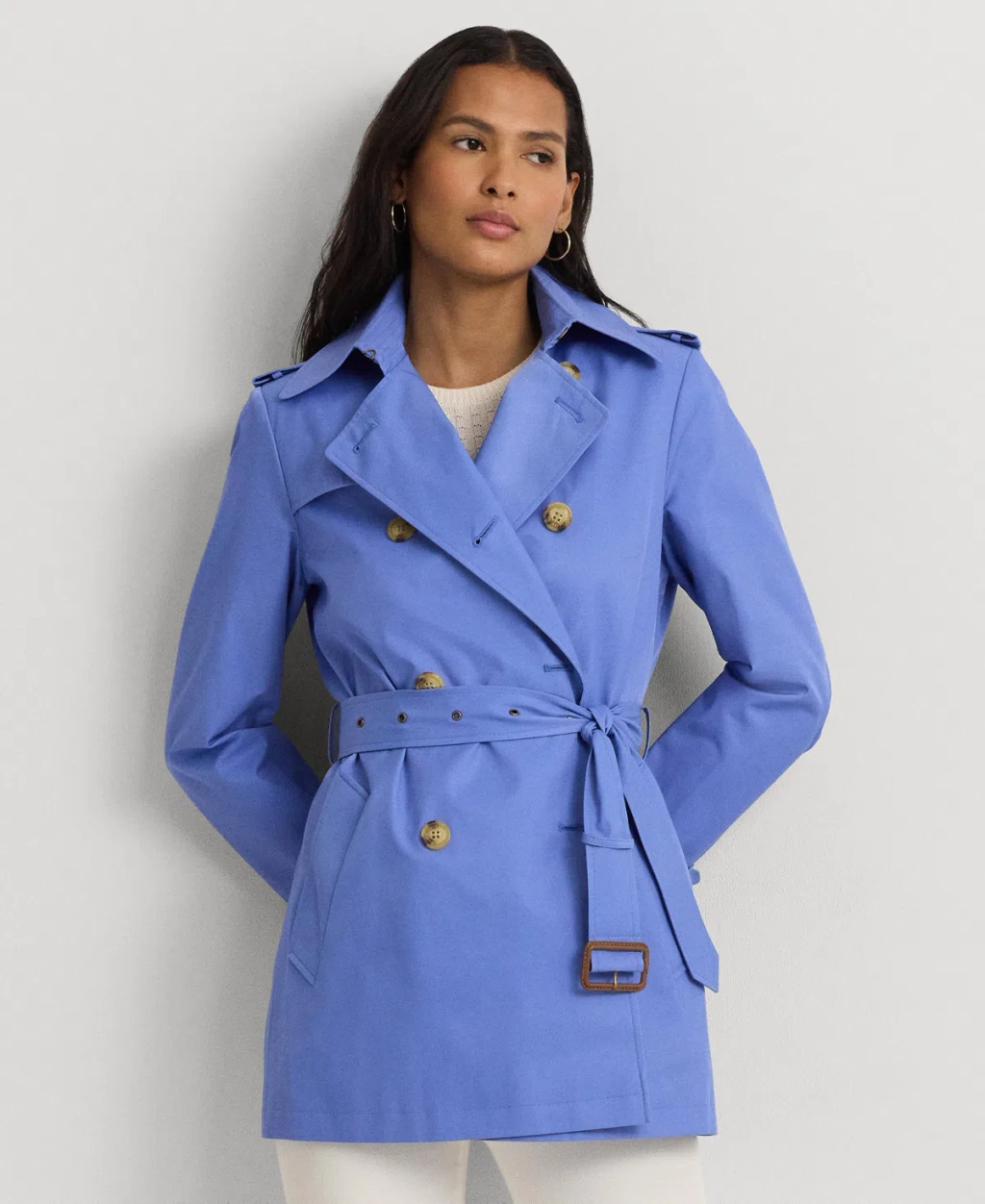 NEW【LAUREN Ralph Lauren】Short Double-Breasted Trench Coat Lauren Ralph Lauren Women's Short Double-Breasted Belted