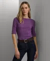 Ralph Lauren Petite Printed Boat-neck Tee In Aurora Violet