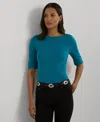 Ralph Lauren Stretch Cotton Boatneck Tee In Blue