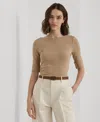 Shop Ralph Lauren Women's Elbow-sleeve Tee In Tan