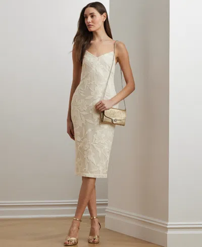 Ralph Lauren Women's Embroidered Sleeveless Cocktail Dress In Mascarpone Cream