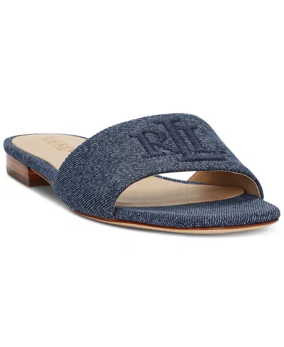 Ralph Lauren Women's Everly Slide Flat Sandals In Oxford Blue