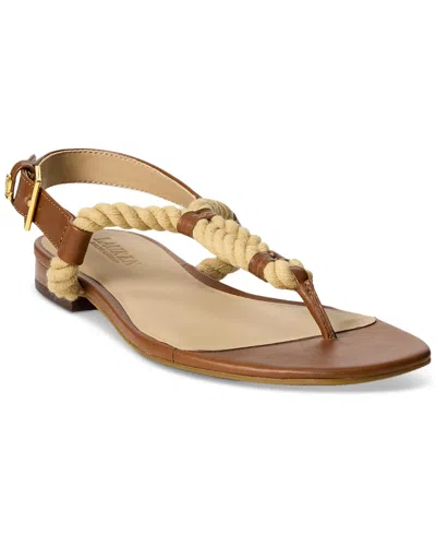 Ralph Lauren Women's Everly Thong Flat Sandals In Lauren Tan,natural
