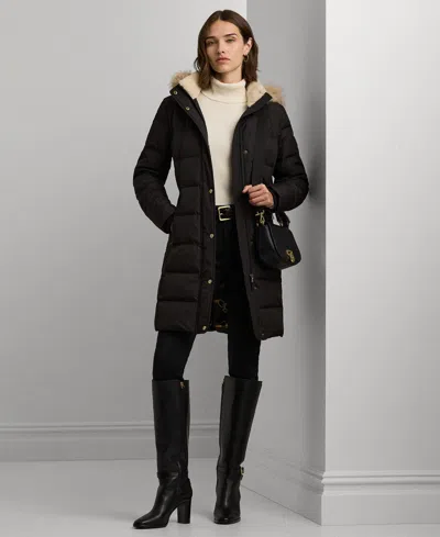 Ralph Lauren Women's Faux-fur Hooded Puffer Coat In Black