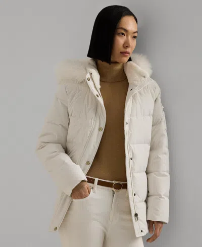 Ralph Lauren Women's Faux-fur Hooded Puffer Coat In Cream