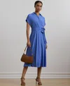 Ralph Lauren Belted Crepe Dress In Soft Lazuli