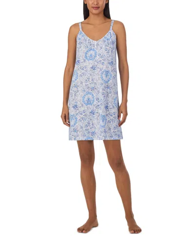 Lauren Ralph Lauren Women's Floral Double-strap Nightgown In Blue Floral