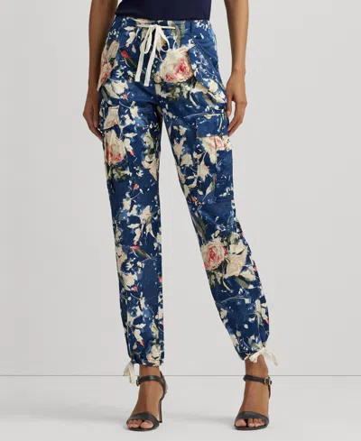 Lauren Ralph Lauren Women's Floral High-rise Cargo Pants In Blue Multi