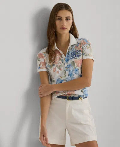 Lauren Ralph Lauren Women's Floral Polo Shirt, Regular & Petite In White Multi