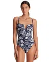 Ralph Lauren One-piece Women Blue Allora Floral U-wire Swimsuit Buu426 In Allora Floral