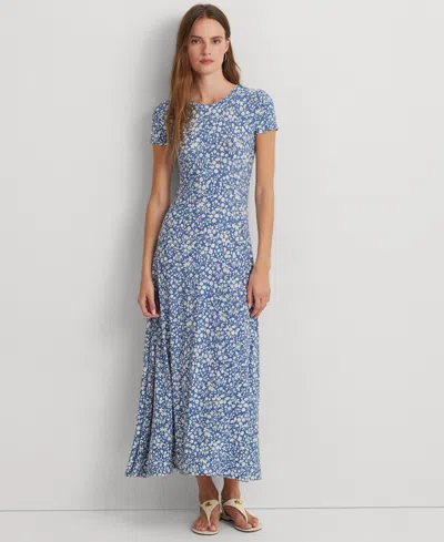 Lauren Ralph Lauren Women's Floral Stretch Jersey Tee Dress In Blue
