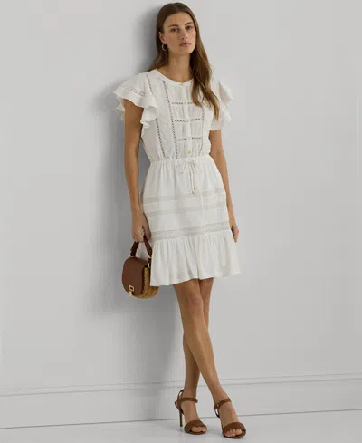Lauren Ralph Lauren Women's Flutter-sleeve Fit & Flare Dress In White