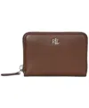 Ralph Lauren Women's Full-grain Leather Small Zip Continental Wallet In Dark Mahogany
