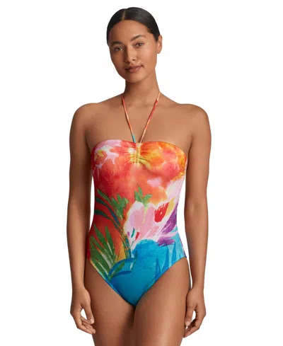 Ralph Lauren Women's Gathered-front Bandeau One Piece Swimsuit In Multi