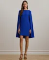 Ralph Lauren Cape Georgette Cocktail Dress In Cobalt