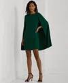 Ralph Lauren Cape Georgette Cocktail Dress In Green