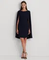 Ralph Lauren Cape Georgette Cocktail Dress In Lighthouse Navy