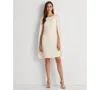 Ralph Lauren Cape Georgette Cocktail Dress In Mascarpone Cream