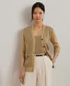 Ralph Lauren Women's Herringbone & Jersey V-neck Cardigan In Sand Dune Multi