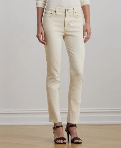 Ralph Lauren Women's High-rise Straight Ankle Jeans In Cream Wash