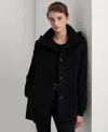 Ralph Lauren Women's Icon Hooded A-line Coat In Black