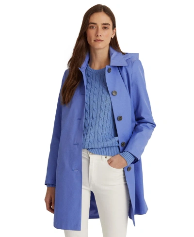 Lauren Ralph Lauren Women's Hooded Raincoat In French Blue