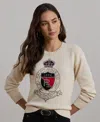 Ralph Lauren Plus Size Intarsia-knit Crest Sweater In Cream