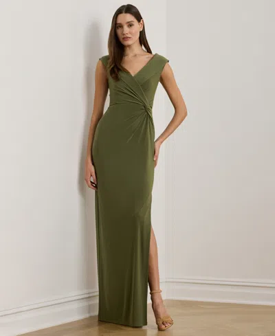 Ralph Lauren Women's Jersey Off-the-shoulder Gown In Olive Grove