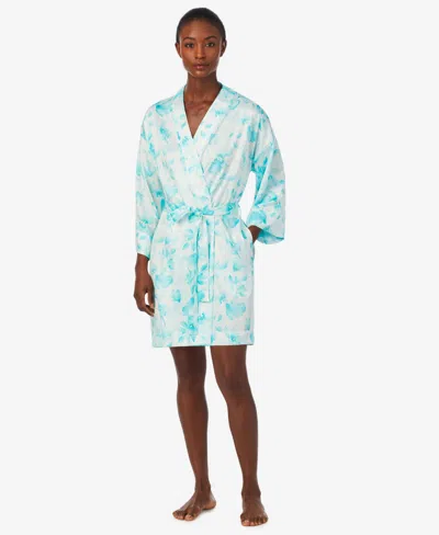 Lauren Ralph Lauren Women's Kimono Wrap Robe In Aqua Print
