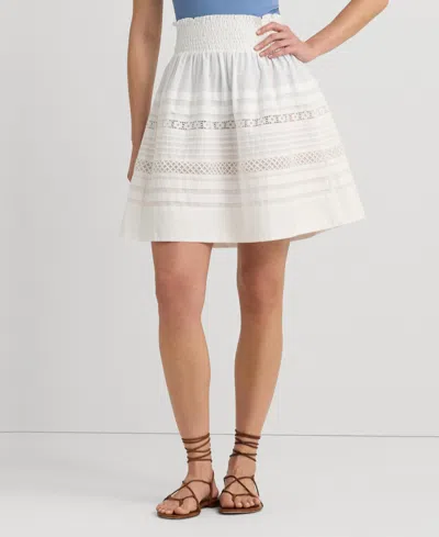 Lauren Ralph Lauren Women's Lace-trim A-line Miniskirt In White