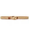 Ralph Lauren Women's Leather-trim Rope Toggle Skinny Belt In Natural,lauren Tan