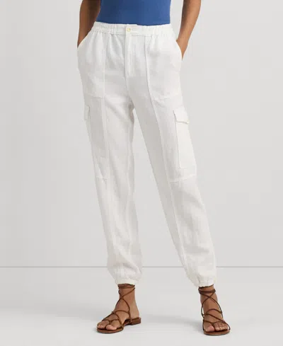 Lauren Ralph Lauren Women's Linen Cargo Pants In White