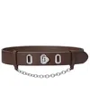 Ralph Lauren Women's Logo Flip-lock Chain-embellished Wide Leather Belt In Dark Mahogany