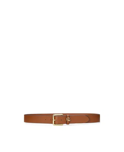 Ralph Lauren Women's Logo-keeper Leather Belt In Lauren Tan
