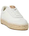 Ralph Lauren Luize Canvas & Suede Espadrille Sneaker In Snow White,bianco