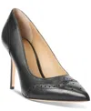 Ralph Lauren Lynden Womens Leather Wingtip Pumps In Black Leather