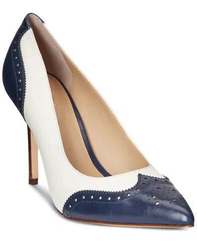 Ralph Lauren Women's Lynden Pointed Pumps In Refined Navy,vanilla