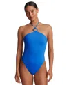 Ralph Lauren Women's Macrame-ring One Piece Swimsuit In Electric Blue
