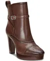 Ralph Lauren Mckinsey Burnished Leather Bootie In Dark Mahogany