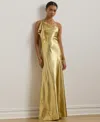 Ralph Lauren Metallic Charmeuse One-shoulder Gown In Gold