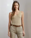 Ralph Lauren Women's Metallic Rib-knit Sweater Tank Top In Mineral Gold
