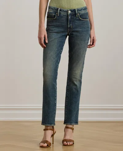Ralph Lauren Women's Mid-rise Straight Ankle Jeans, Regular & Petite In Haze Wash