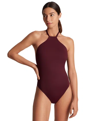 Ralph Lauren Women's Modern High-neck One-piece Swimsuit In Claret