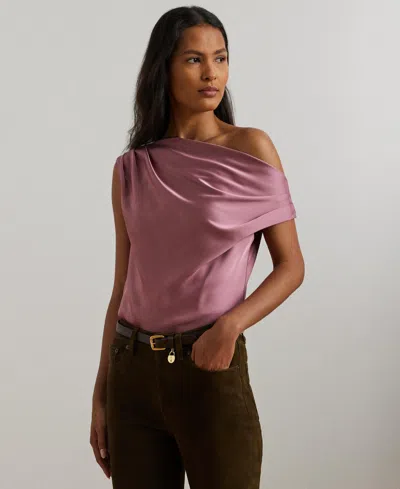 Ralph Lauren Satin Charmeuse Off-the-shoulder Blouse In Rose Blush